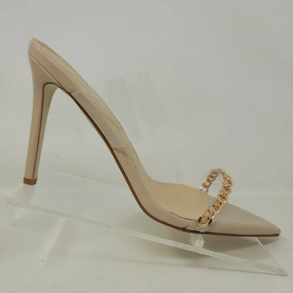 Vivianly Women's Pumps Sz 11 M heeled sandals Pointed Toe Nude Clear